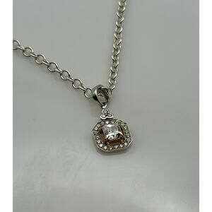 Elegant Pendant White Zircon Set In 14k Yellow Gold Prong In Sterling Silver